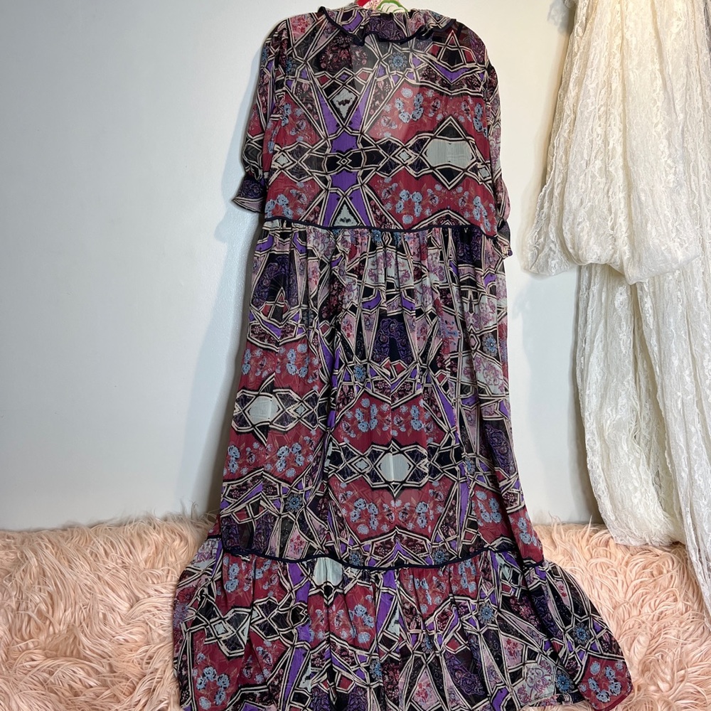 Free People Carmella Geometric Printed Flowy Chiffon Maxi Dress - Picture 7 of 8
